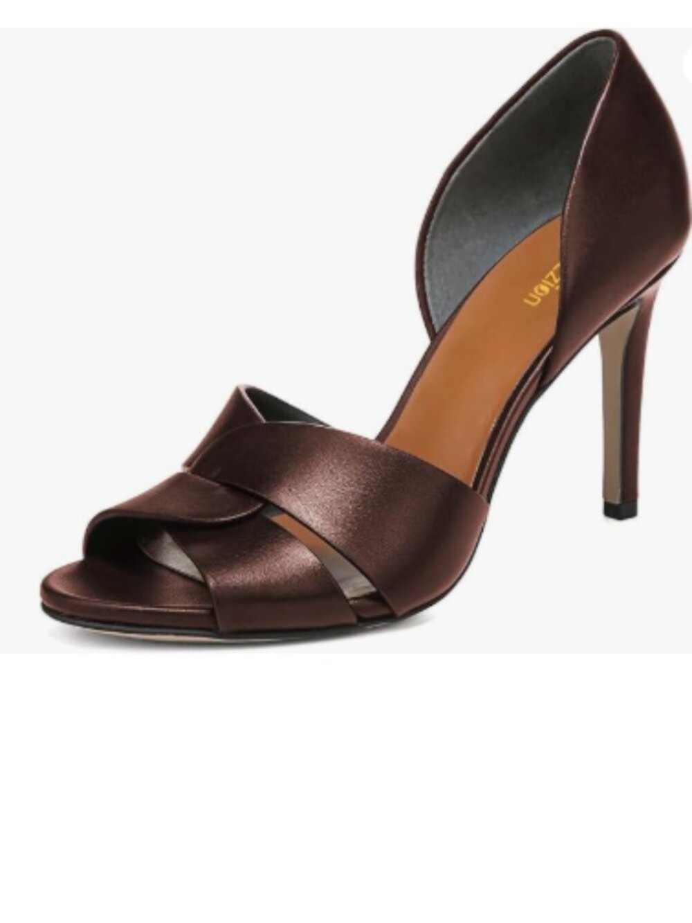 Pazzion Dark Brown Sexy Open Toe High Heel D'Orsay Pump Slip On Two Piece Sandal